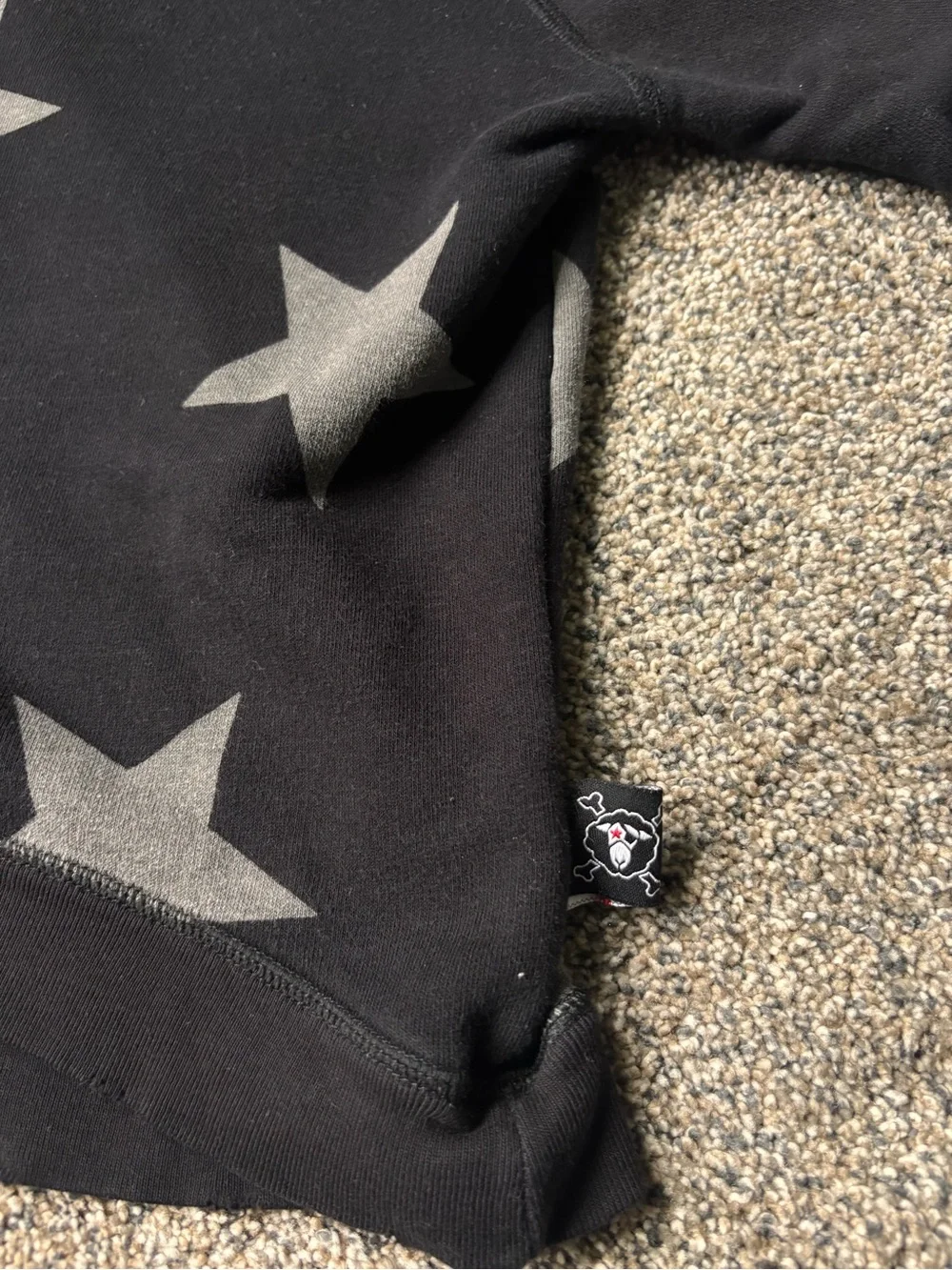 Nununu Black Crewneck Sweater with Gray Star Print